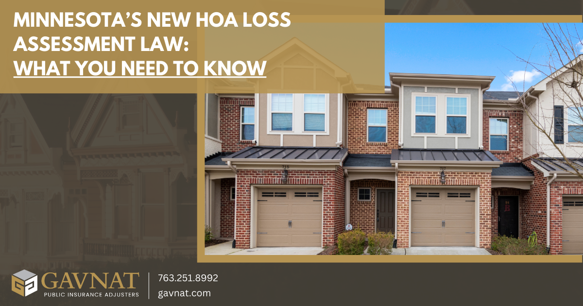 Illustration of homeowners association property loss assessment in Minnesota.